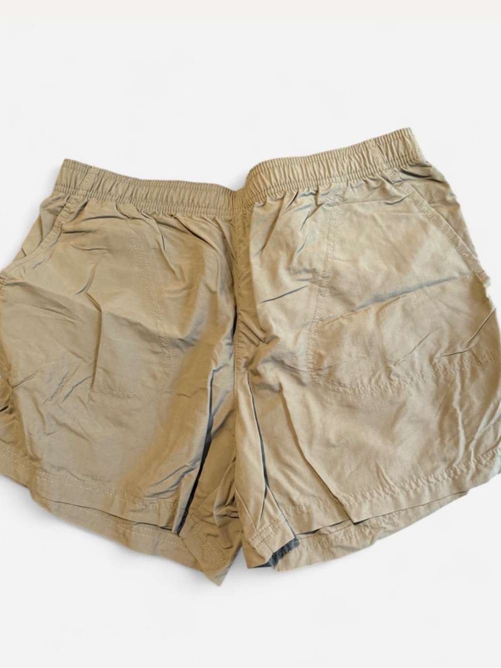 Men's Athletic Elastic-Waist Tan Shorts